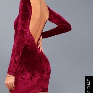 Burgundy backless velvet bodycon dress (lulus)